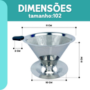 Filtro Coador De Café Inox 103/102/101 - Com Pegador em Silicone - Peneira Aço Reutilizável - CH