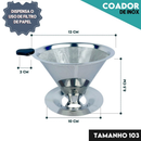 Filtro Coador De Café Inox 103/102/101 - Com Pegador em Silicone - Peneira Aço Reutilizável - CH